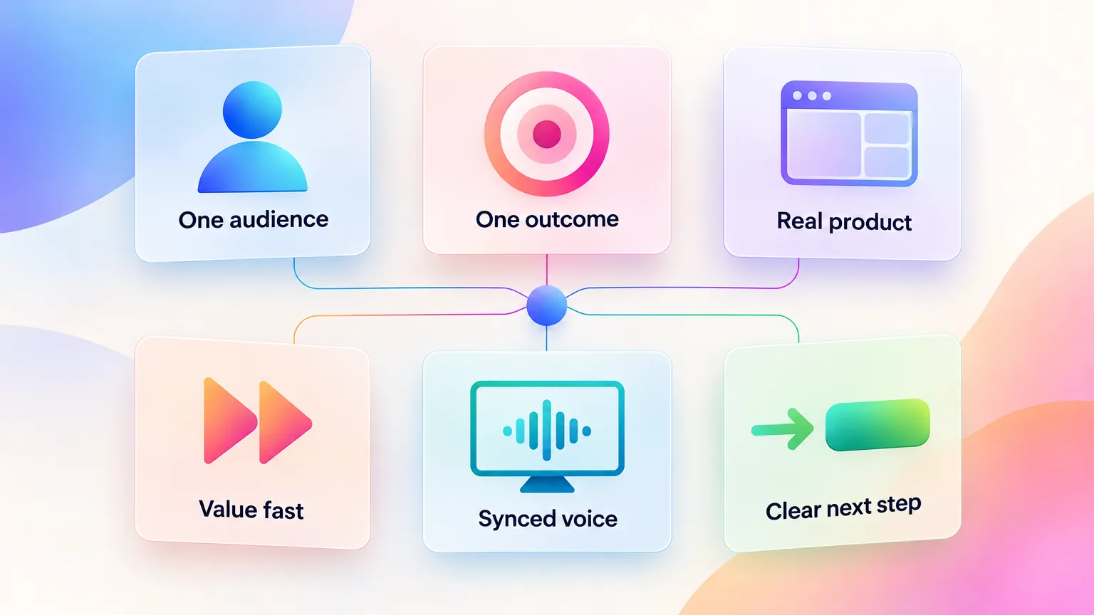 Six qualities of a good product demo video, from one audience and one outcome to a clear next step